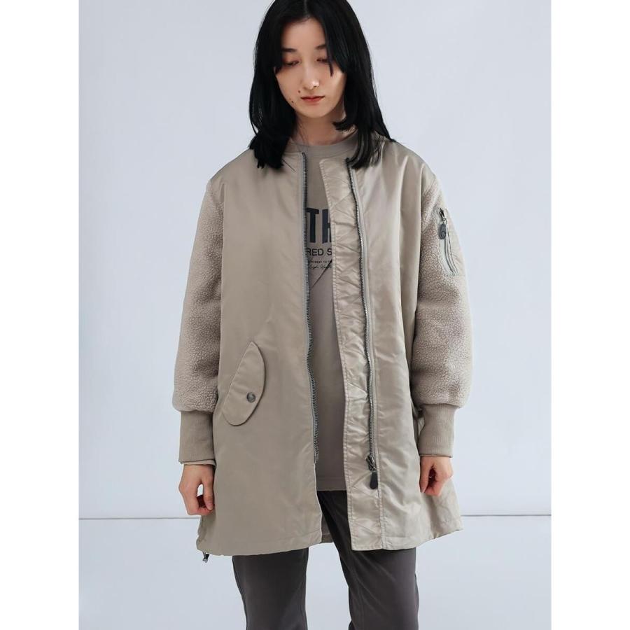 LASUD（ラシュッド） 異素材ドッキングミリタリーロングコート