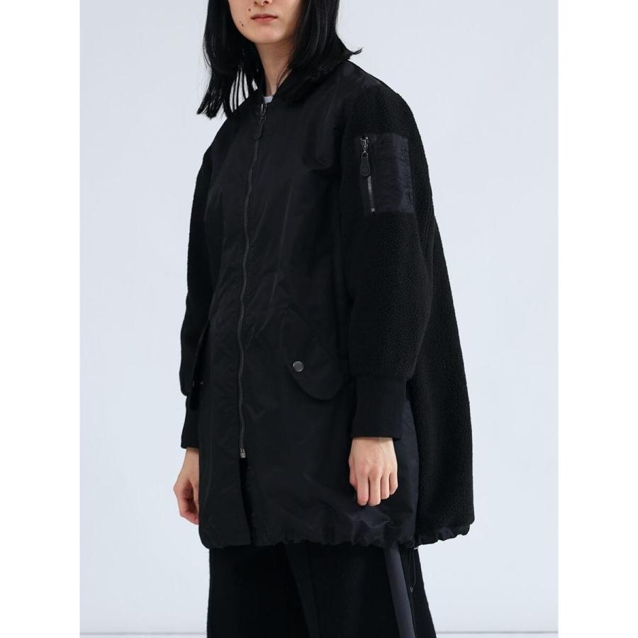 LASUD（ラシュッド） 異素材ドッキングミリタリーロングコート