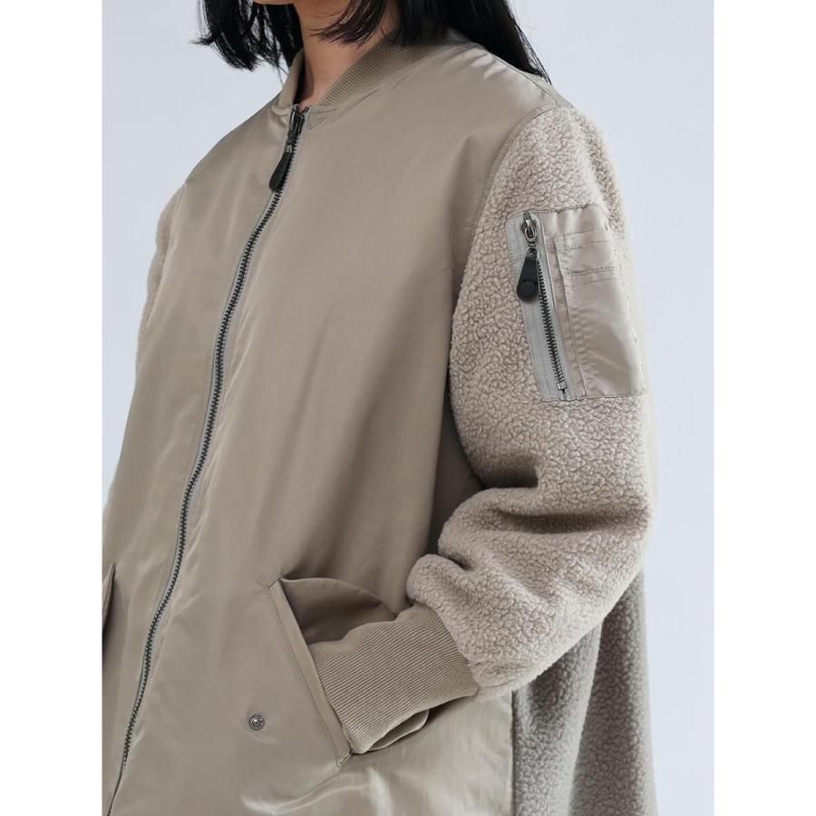 LASUD（ラシュッド） 異素材ドッキングミリタリーロングコート