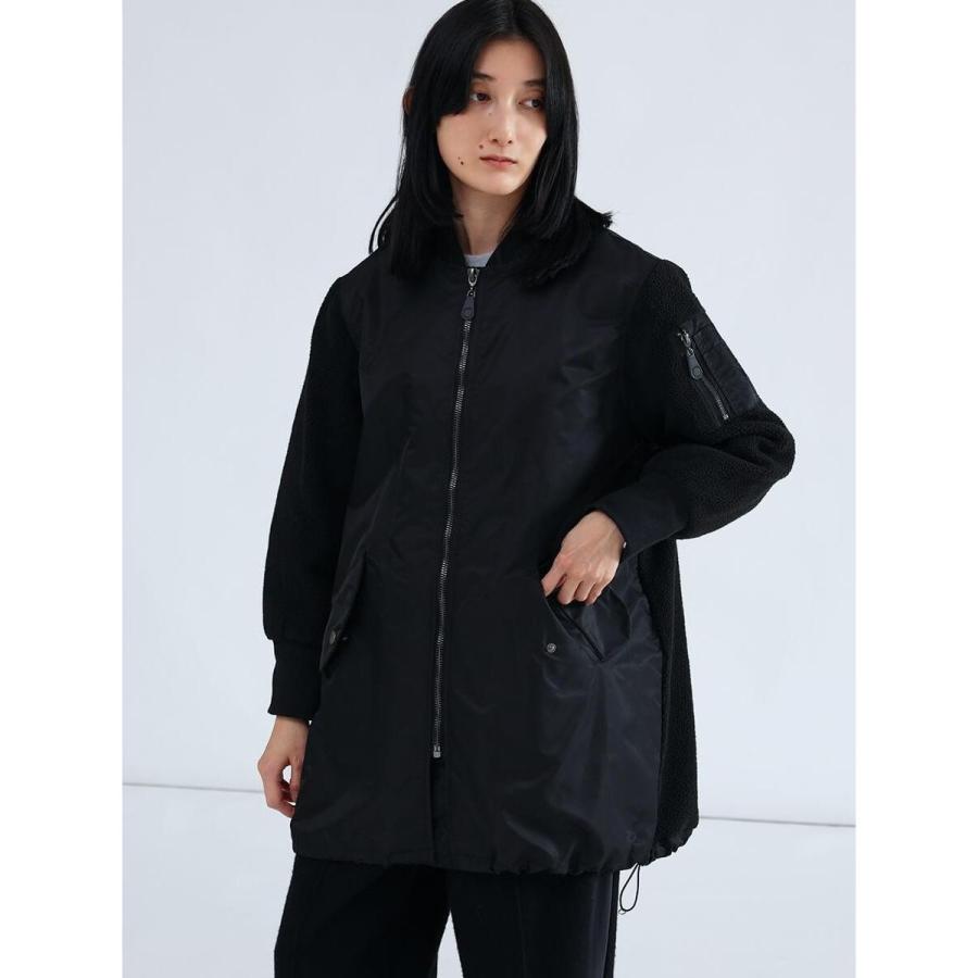 LASUD（ラシュッド） 異素材ドッキングミリタリーロングコート