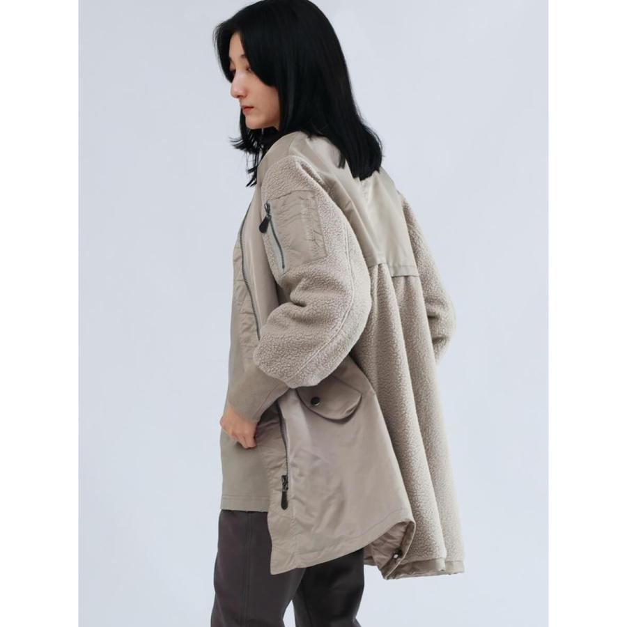 LASUD（ラシュッド） 異素材ドッキングミリタリーロングコート