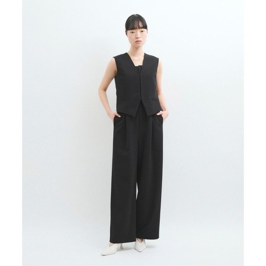 ADAM ET ROPE FEMME ジレコンビロンパース ブラック ADAM ET ROPE'（アダムエロペ） 【サステナブル】ジレコンビロンパース