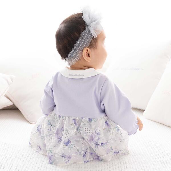 【お揃い】オーガンジー花柄プリントスカート付き長袖カバーオール(70~80cm)_7