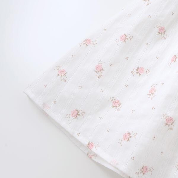 【お揃い】花柄フリルカラーパフスリーブワンピース(80~100cm)の画像