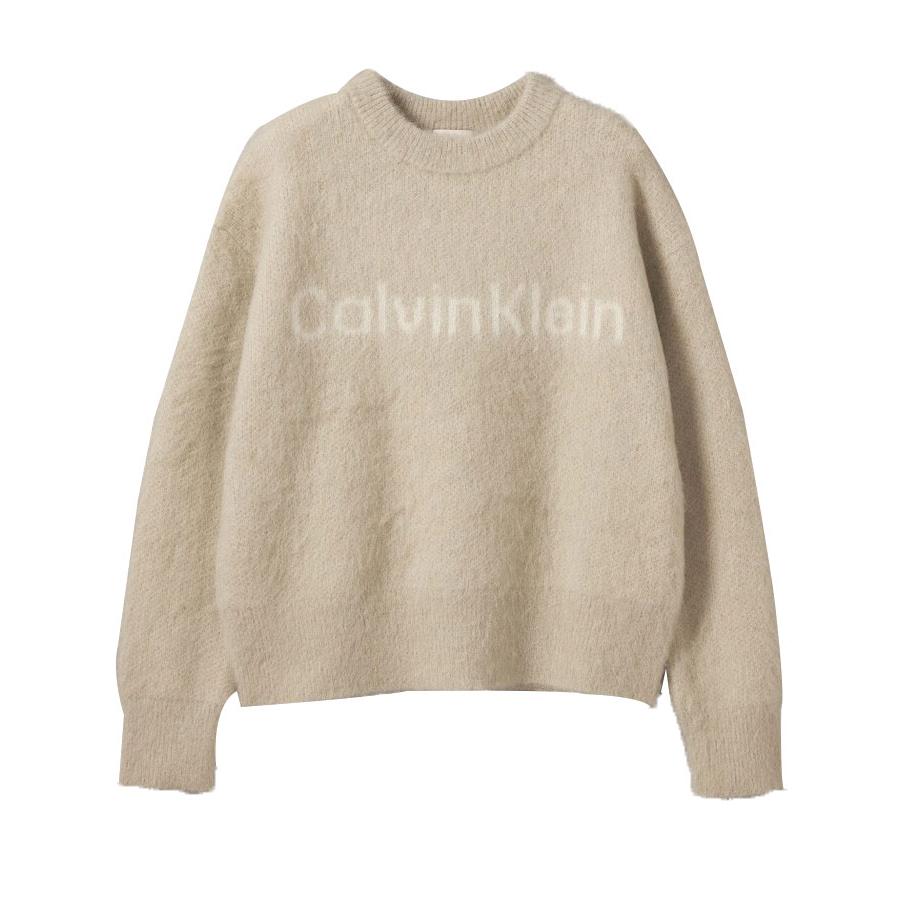 カルバンクライン アルパカ ウール ロゴ ニット セーター 44D359G アイボリー S【中古】 Calvin Klein（カルバン・クライン） ニット - アルパカロゴセーター