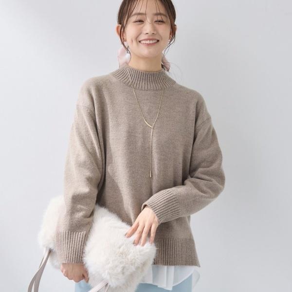 INDIVI（インディヴィ） 【カシミヤ混】ミドルゲージ ハイネックニット