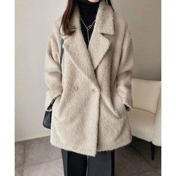 ふわり纏うだけで上品見え。2wayシャギーダブルビックカラージャケット