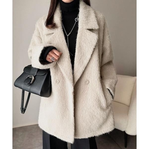 ふわり纏うだけで上品見え。2wayシャギーダブルビックカラージャケット