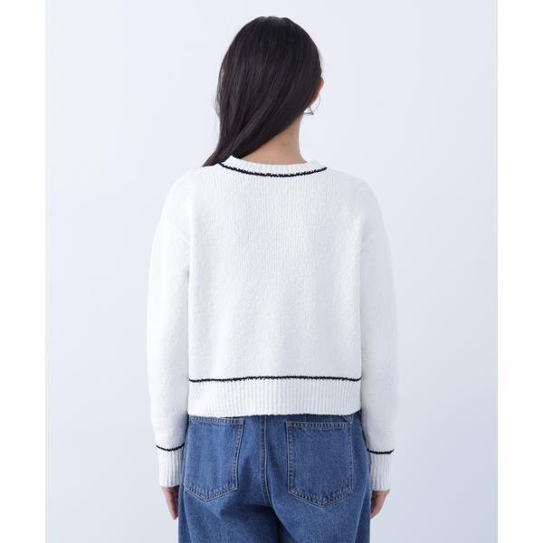 【N.】今期 新品タグ付き バイカラーラインポケットカーデ ブルー NATURAL BEAUTY BASIC（ナチュラルビューティーベーシック） 〈N