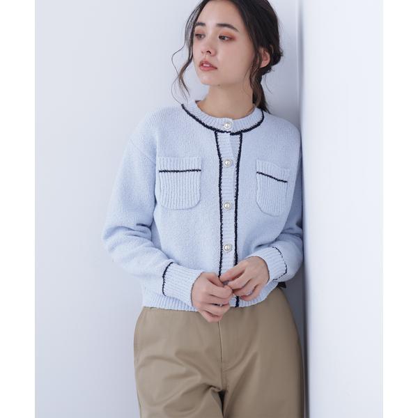 ASTRAET バイカラー カーディガン 未使用品 ASTRAET（アストラット）の「＜ASTRAET＞バイカラー クルーネック