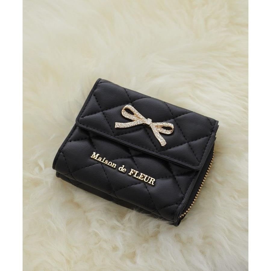 【78】Maison de FLEUR 財布 リボン ビジューウォレット Maison de FLEUR（メゾンドフルール） リボンビジューウォレット