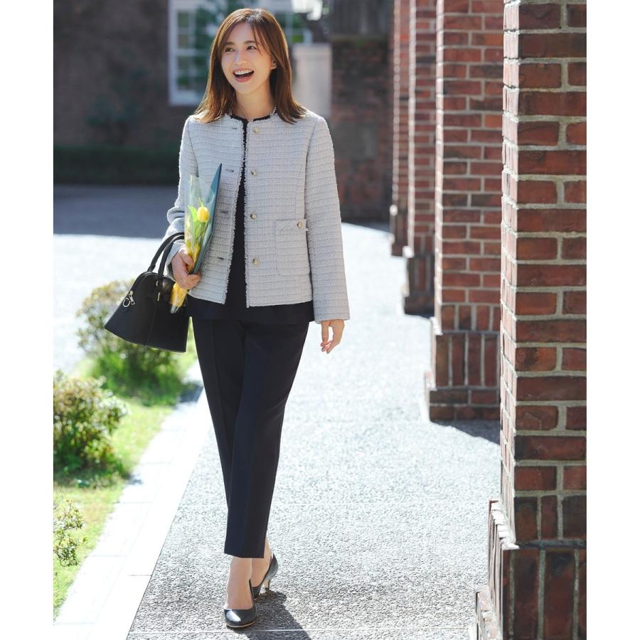 ANY SIS（エニィスィス） ノーカラーフリンジツイード ジャケット