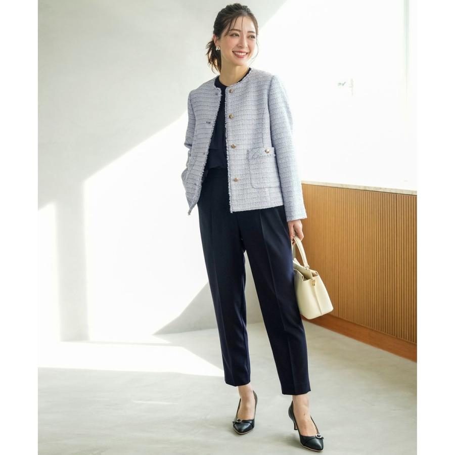 ANY SIS（エニィスィス） ノーカラーフリンジツイード ジャケット