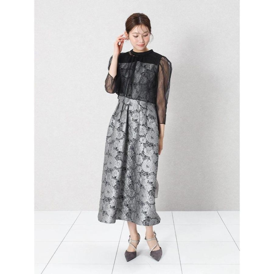 Rire fete（リルフェテ） フラワージャガードチュールレイヤードドレス