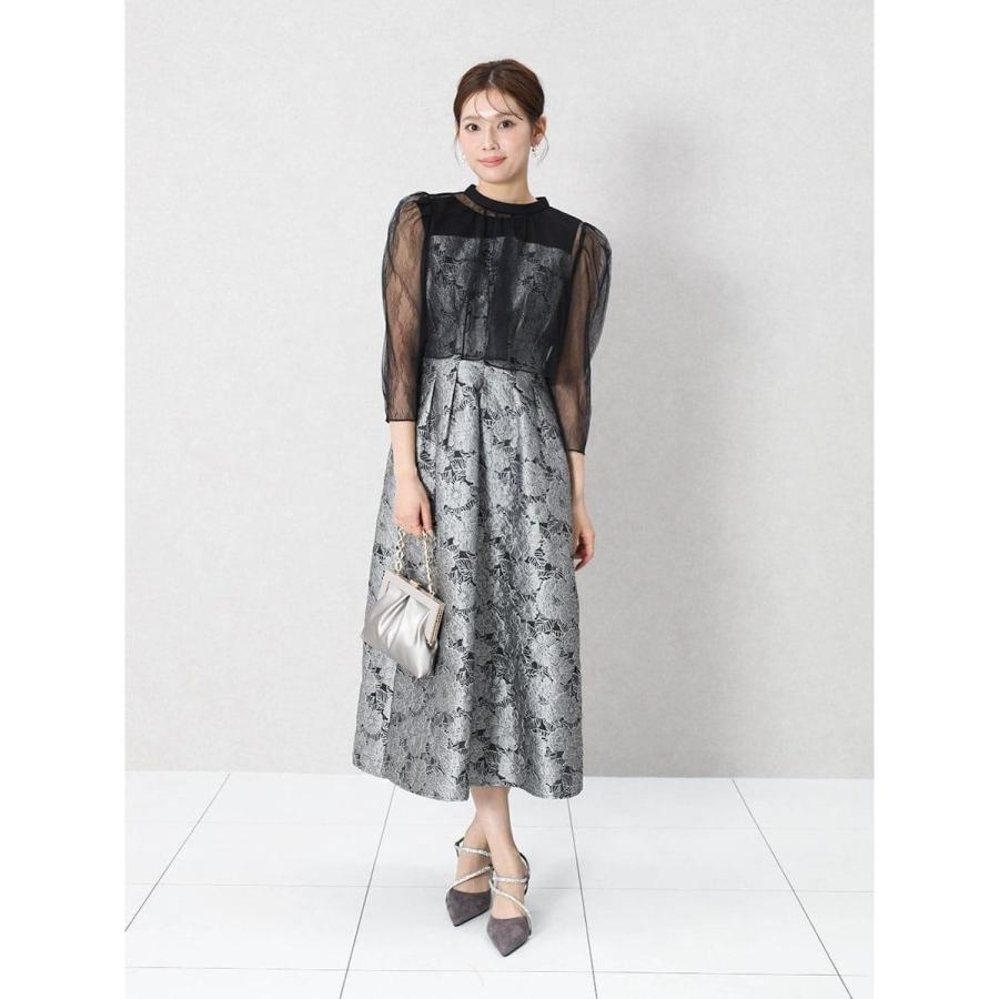 Rire fete（リルフェテ） フラワージャガードチュールレイヤードドレス