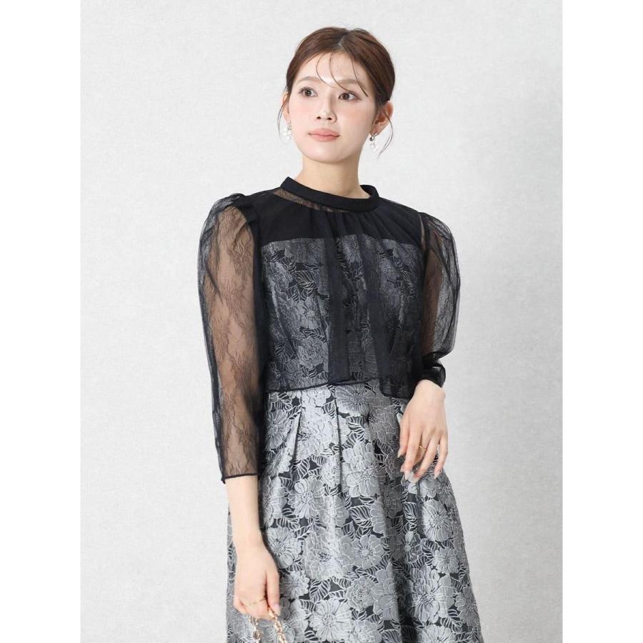 Rire fete（リルフェテ） フラワージャガードチュールレイヤードドレス