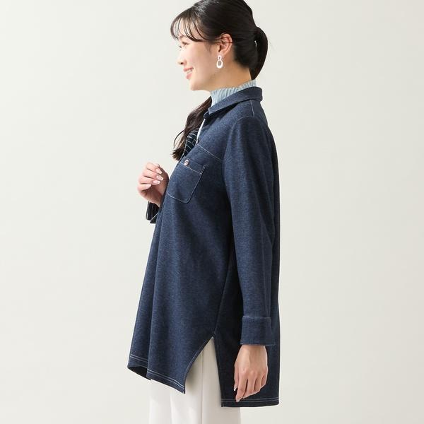 ミゼール　最終値下げ　デニムバックプリーツ　チュニックお値下げ　大きいサイズ MISSEL（ミゼール） 【洗える・3L/4Lサイズあり】ニットデニム