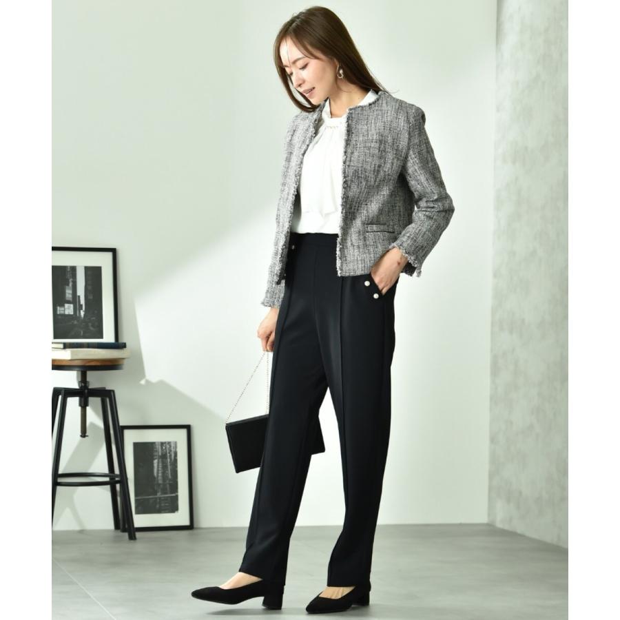 美品✨フォクシー クチュールニット ツイードノーカラージャケット ストーン 黒 GIOLICA ノーカラー ツイード ジャケット / 23区 | ファッション通販