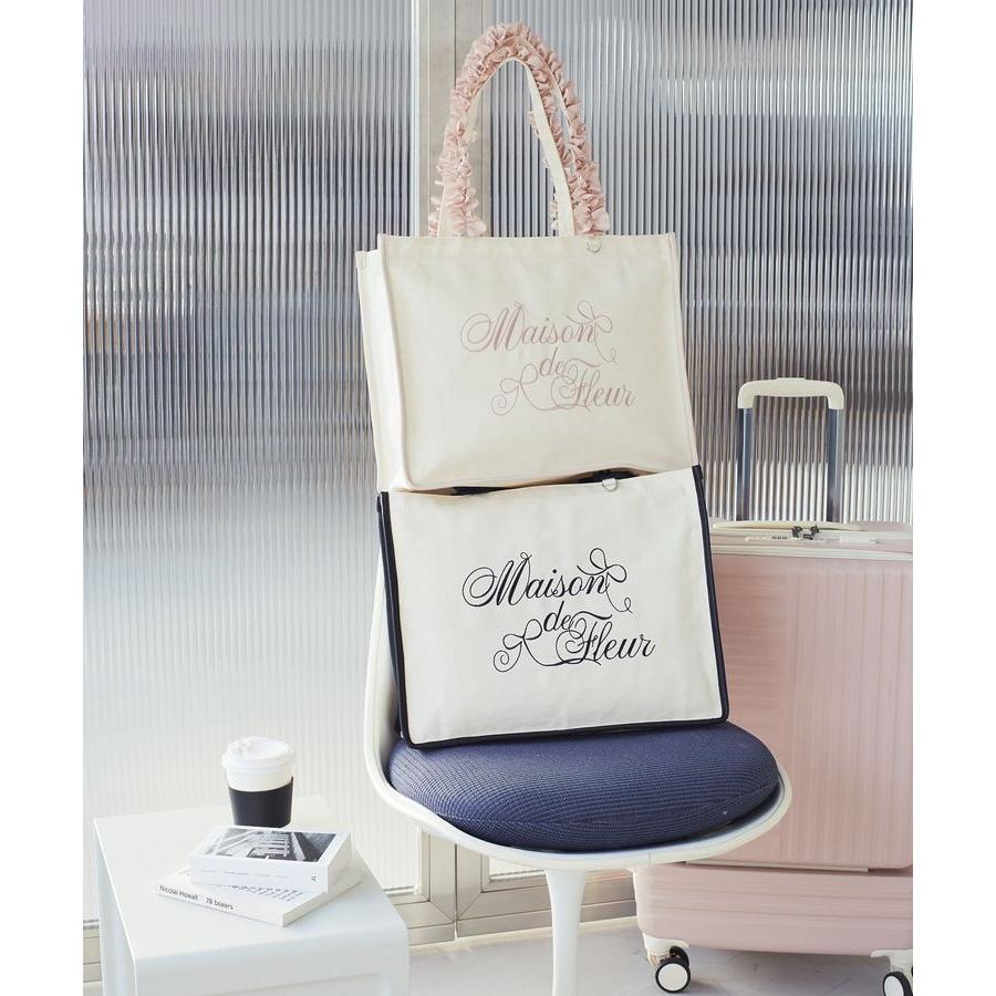 Maison de FLEUR（メゾンドフルール） ロゴ刺繍フリルハンドル帆布