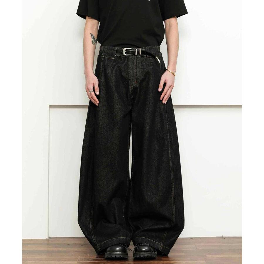 NEW GENTLEMAN ルミナスブラックデニム ワイドバギー バルーンパンツ