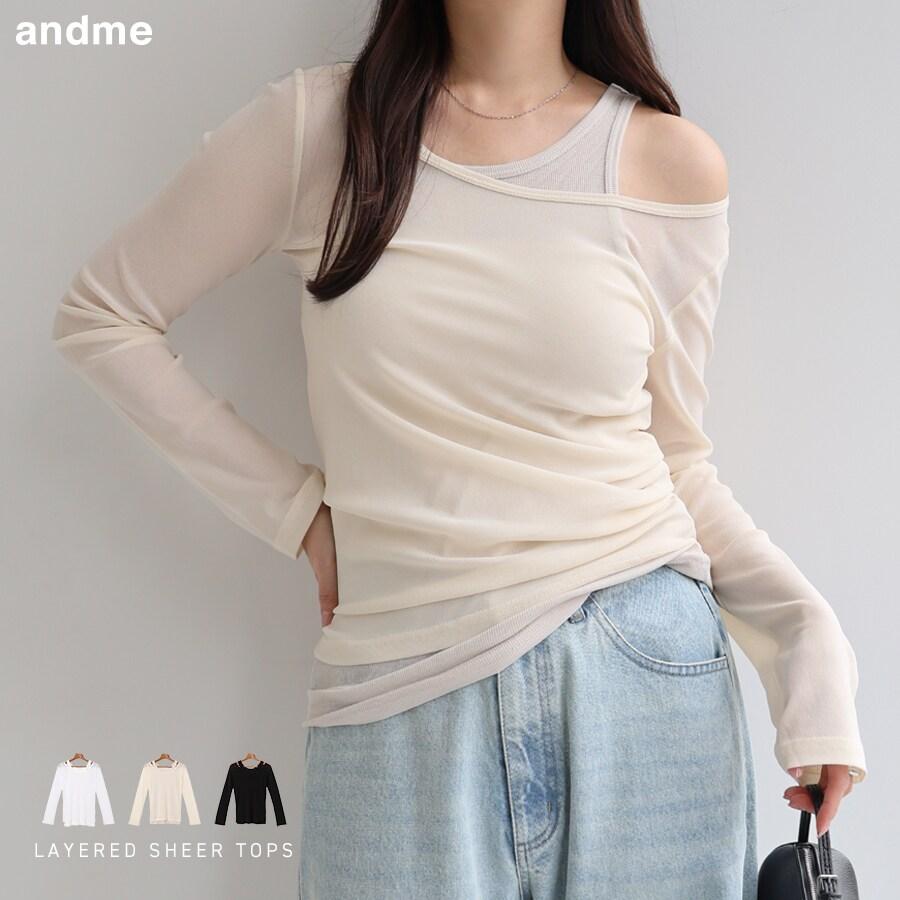 andme（アンドミー） シアー タンクトップ ＆ チュール 長袖 トップス