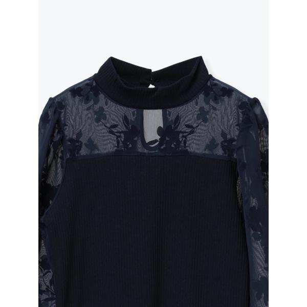 美品✨レオナール 花柄ハイネックシアートップス トリムデザイン 黒 L SEN TOKYO tシャツ 花柄 ハイネック シアー プルオーバー レディース