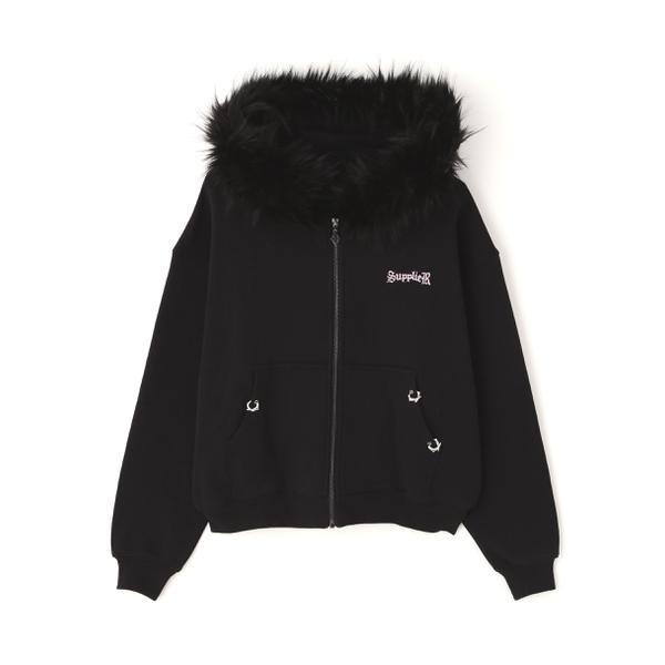 SUPPLIER／サプライヤー／FAUX FUR CROPPED CROSS ZIP HOODIE : マルイ