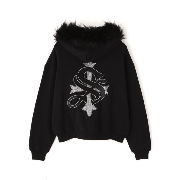 フォロー購入 SUPPLIER／サプライヤー／FAUX FUR CROPPED CROSS ZIP HOODIE : マルイ