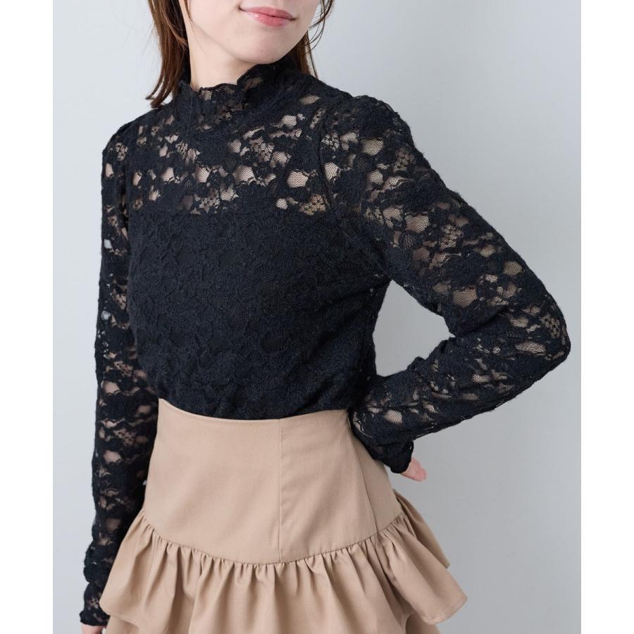 MAJESTIC LEGON（マジェスティックレゴン） レースハイネックトップス