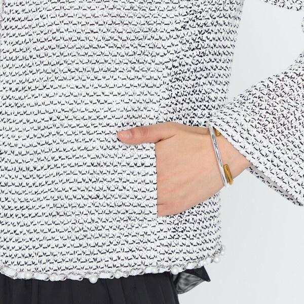 ファンシーニットツイード チェーン 刺繍ジャケットの画像