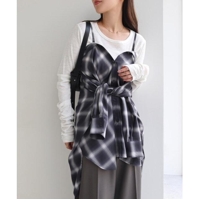 andme（アンドミー） イージーケア 2way チェック シャツ ブラウス