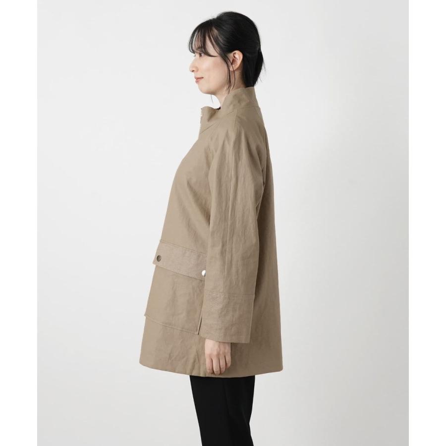 麻スタンドカラージップコート【ROCHAS Premiere】の画像