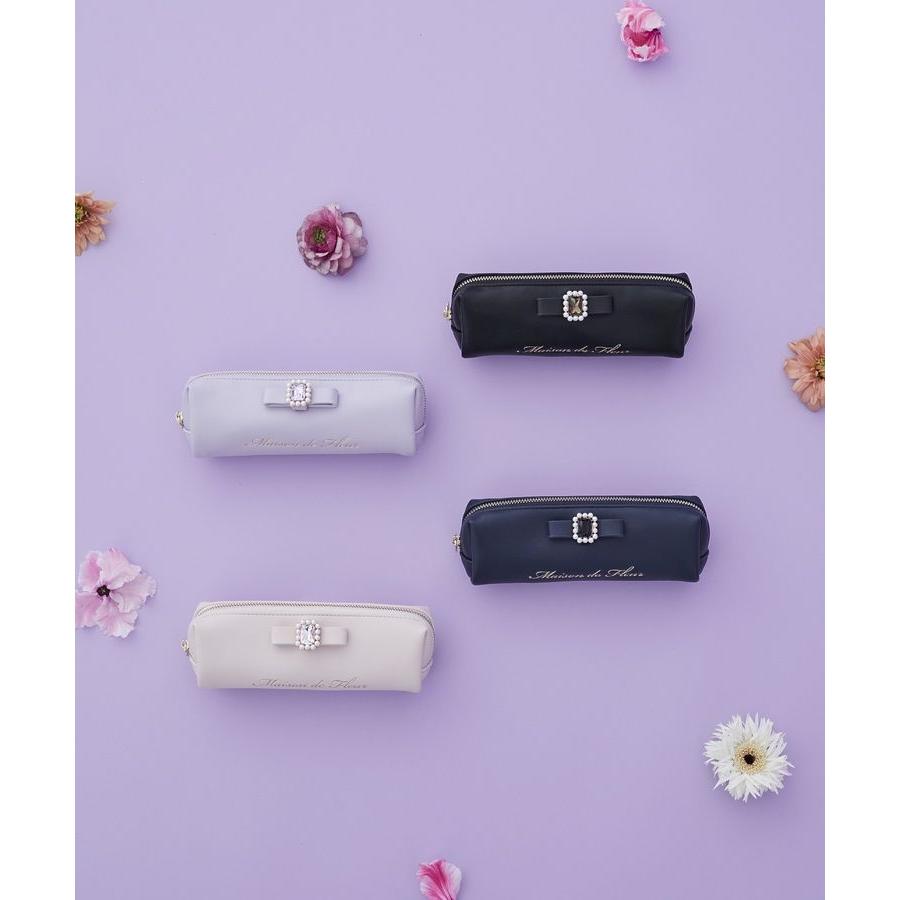 Maison de FLEUR（メゾンドフルール） パールビジュー合皮リボンロング