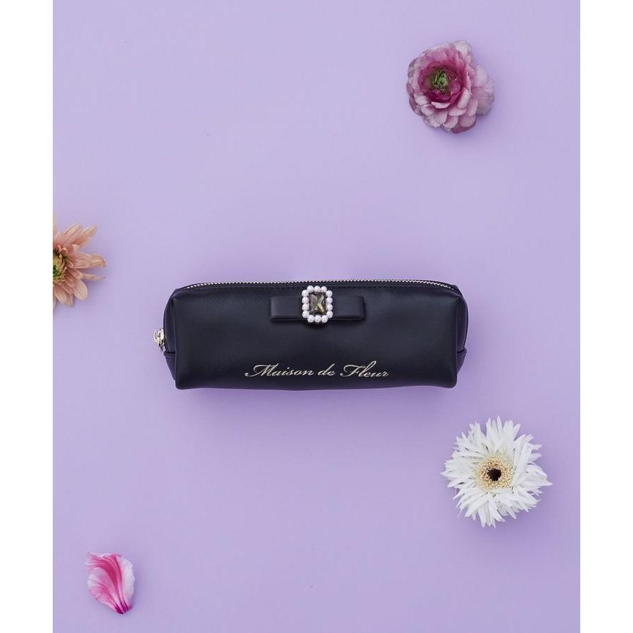 Maison de FLEUR（メゾンドフルール） パールビジュー合皮リボンロング