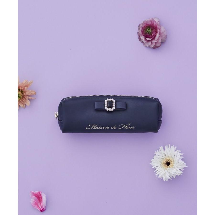 Maison de FLEUR（メゾンドフルール） パールビジュー合皮リボンロング
