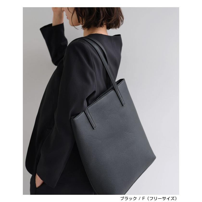 マチ付き フェイクレザー トートバッグ evernavy エバーネイビー