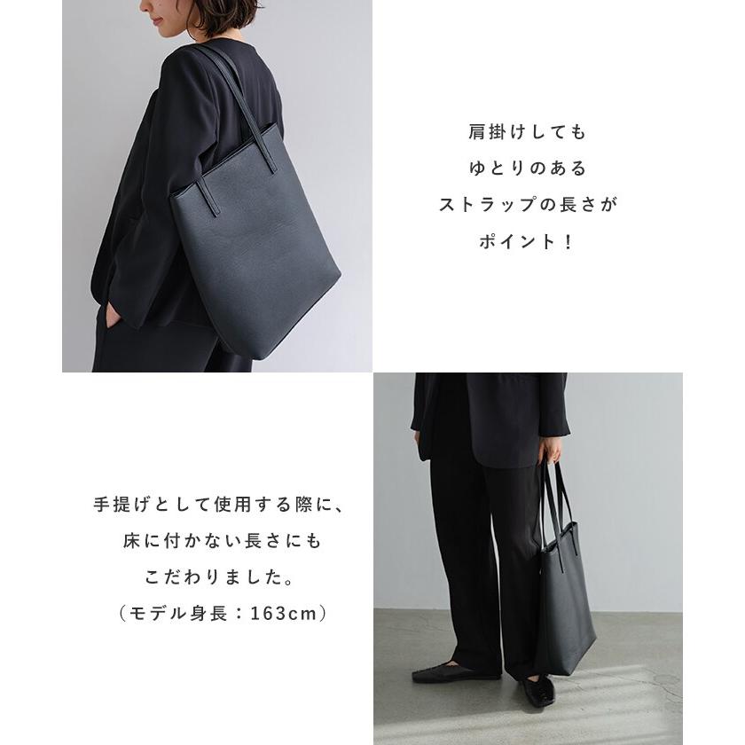 マチ付き フェイクレザー トートバッグ evernavy エバーネイビー