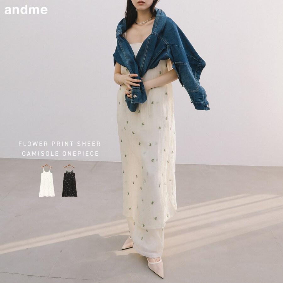 andme（アンドミー） 小花柄 シアー キャミソール ワンピース : マルイ
