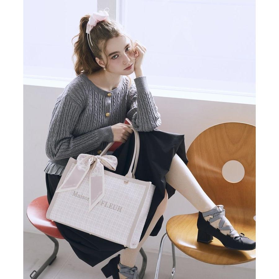 Maison de FLEUR（メゾンドフルール） スカーフ付きツイードスクエア
