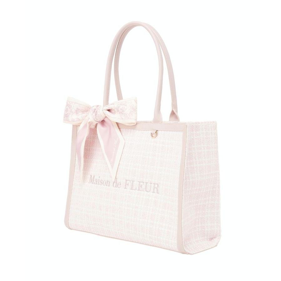 Maison de FLEUR（メゾンドフルール） スカーフ付きツイードスクエア 