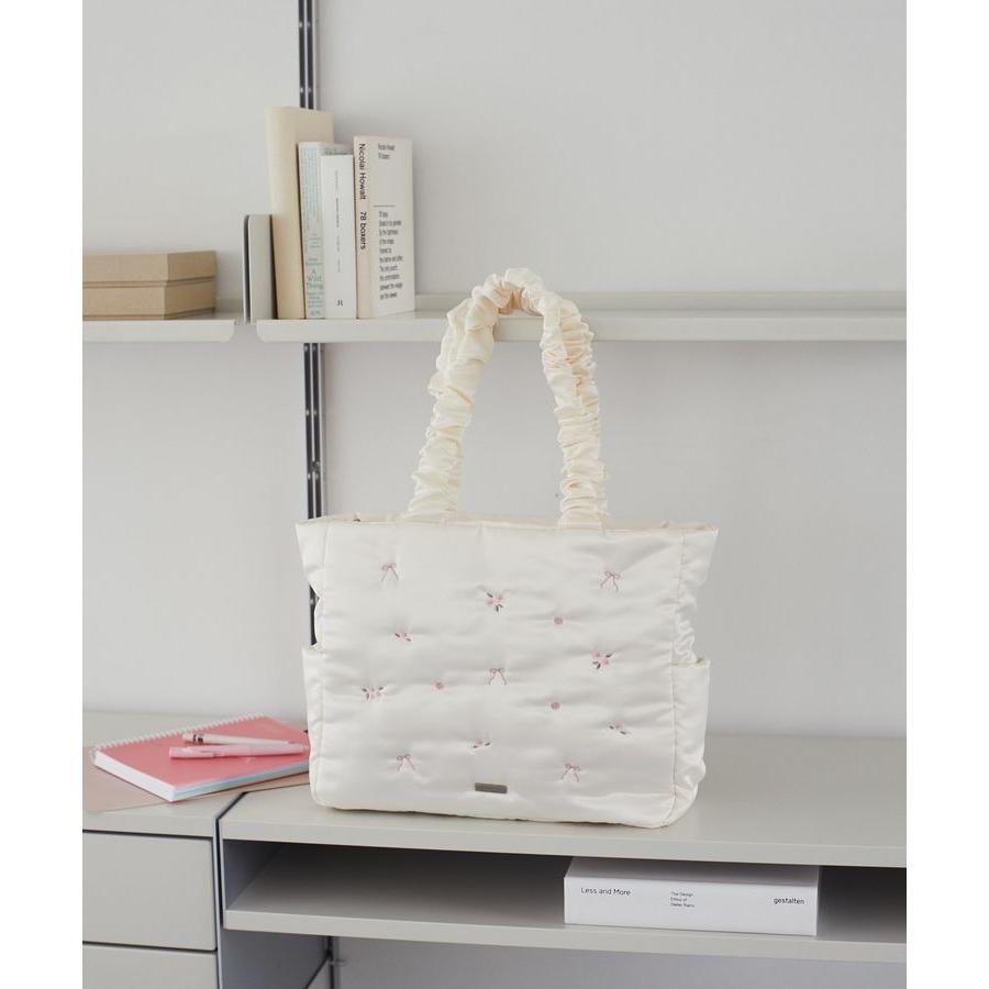 新品メゾンドフルール ハンドバッグ ショルダーバッグ【バラとリボンの刺繍】1点 メゾン ド フルール Maison de FLEUR ローズリボン刺繍2Wayトート