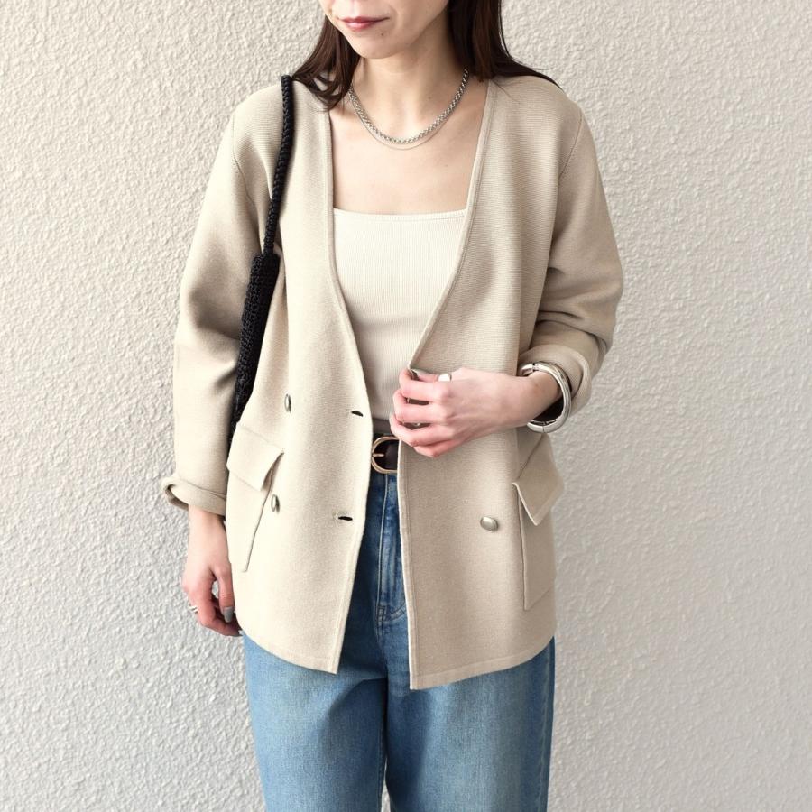 極美品　シップス　ニット　テーラードジャケット　アンコン　麻　ベージュ　M 春夏 SHIPS Colors（シップスカラーズ） SHIPS Colors:〈手洗い可能〉ニット