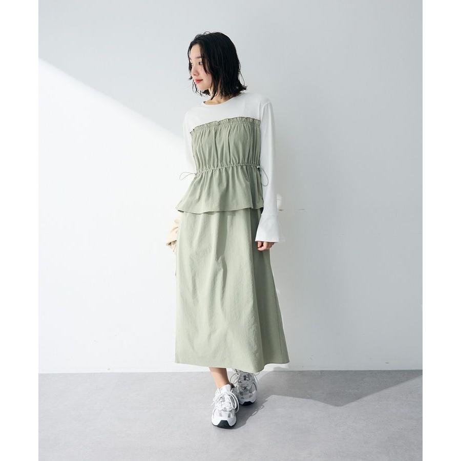 Green Parks（グリーンパークス） ペプラムドッキングワンピース