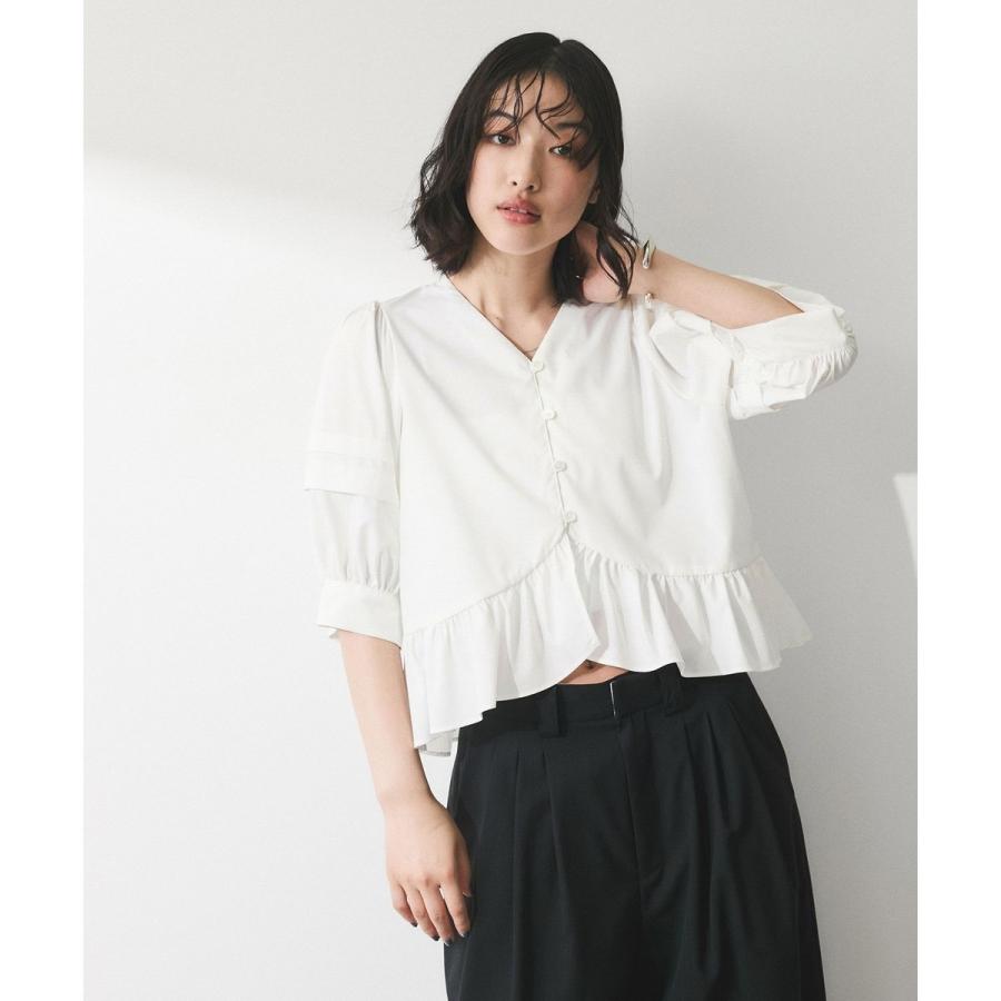 未使用 アダムエロペ パフスリーブギャザーブラウス ADAM ET ROPE'（アダムエロペ） 【WEB限定】パフスリーブギャザー