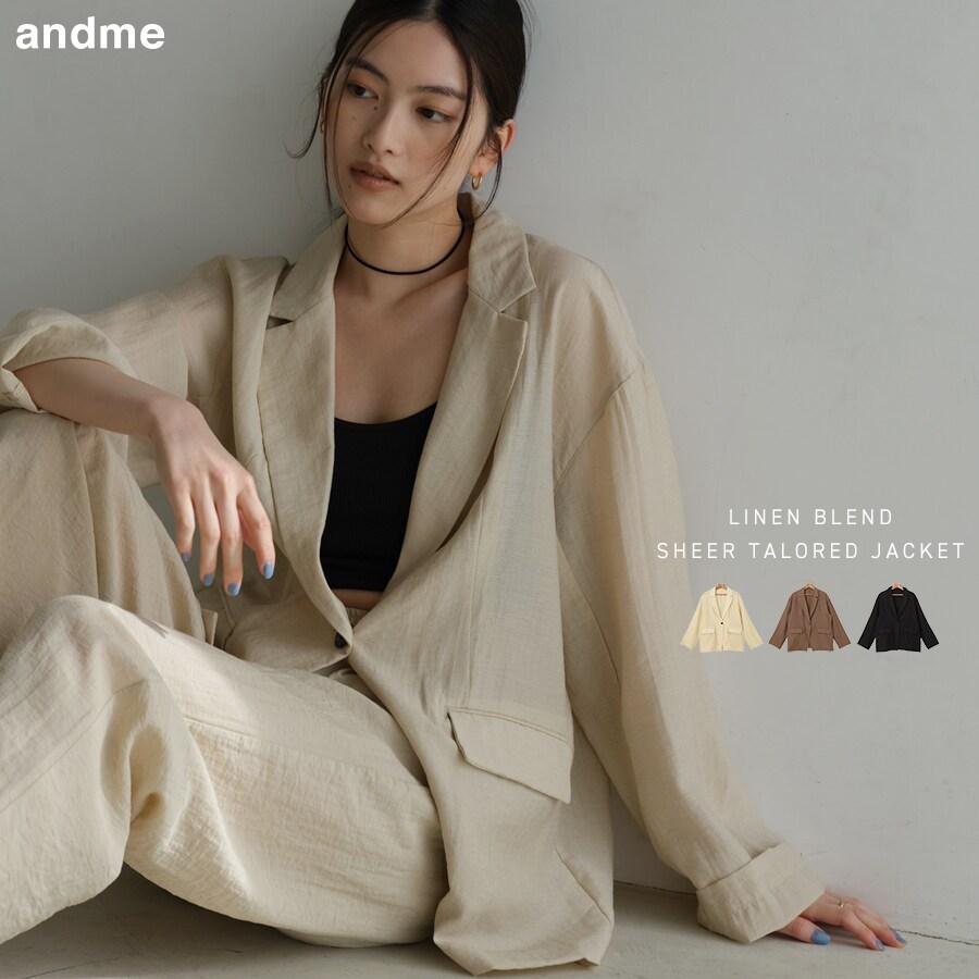 andme（アンドミー） リネンブレンド テーラード シアー ジャケット
