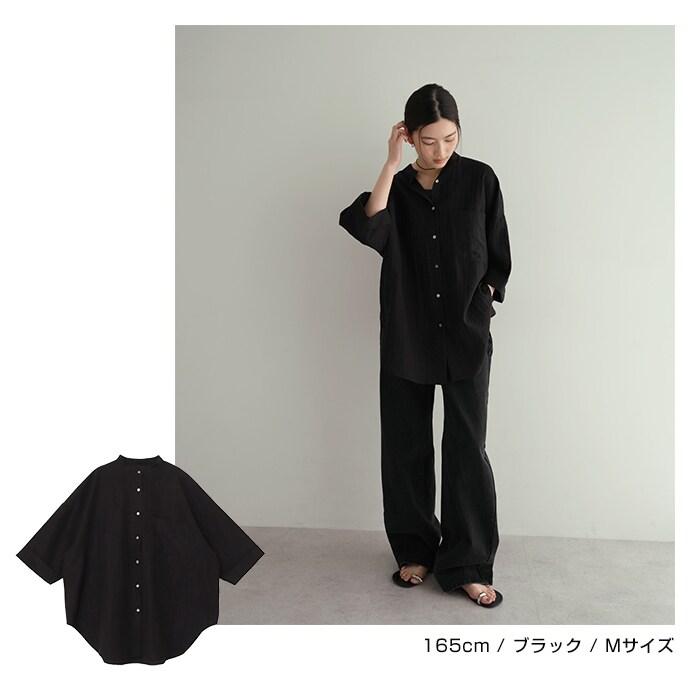 andme（アンドミー） リネン ブレンド オーバーサイズ シアー シャツ