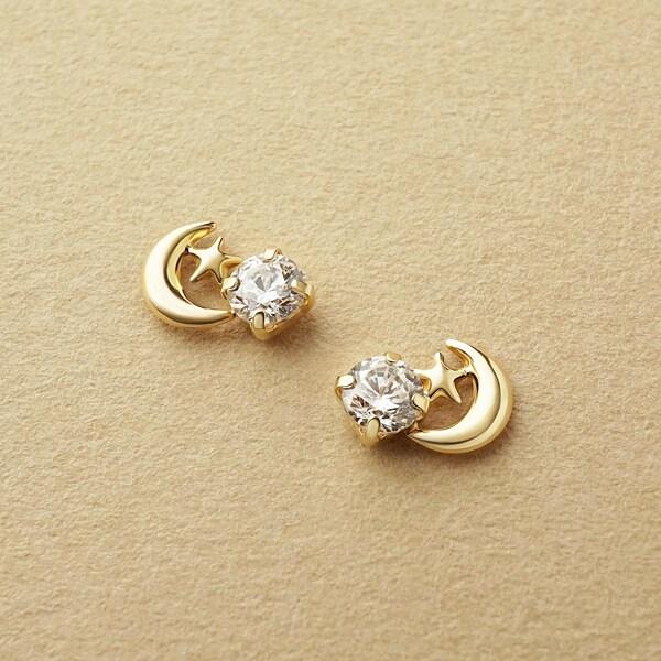 K10 月＆星 ワンポイントピアス