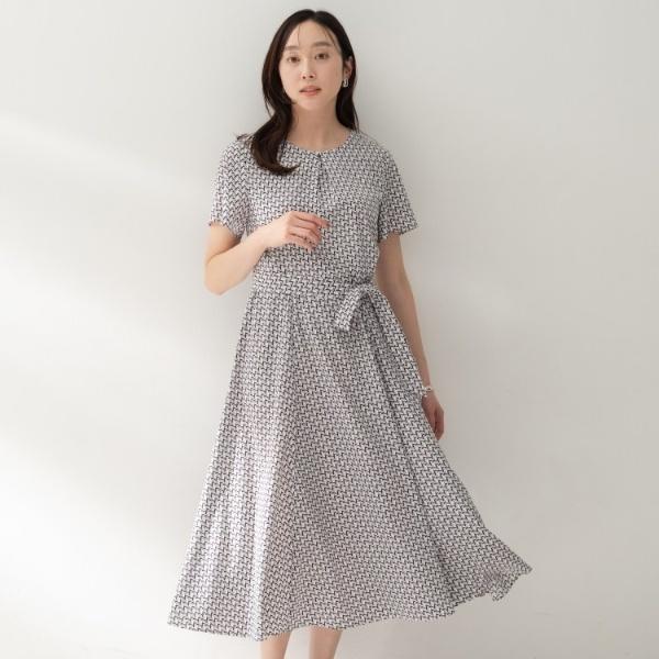【美シルエット洗える】ジオメプリントワンピース