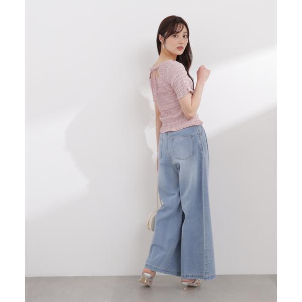 〈a／mie〉ハイウエストタックバギーパンツ 26SSの画像