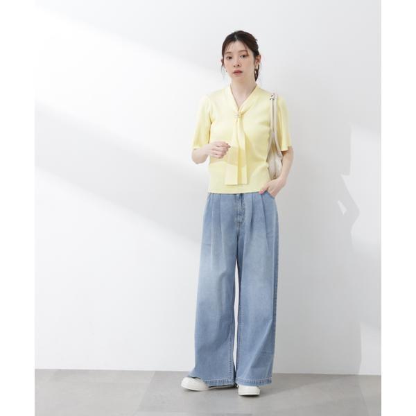 〈a／mie〉ハイウエストタックバギーパンツ 26SSの画像